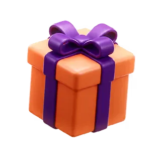 Ícono tridimensional de una caja de regalo cerrada con moño, sin etiqueta ni cifra a la vista.