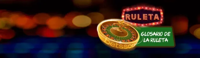 Franja que anuncia un glosario de la ruleta, con la rueda al fondo y las luces de la sala desenfocadas.